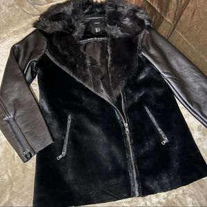 Leather and fur coat